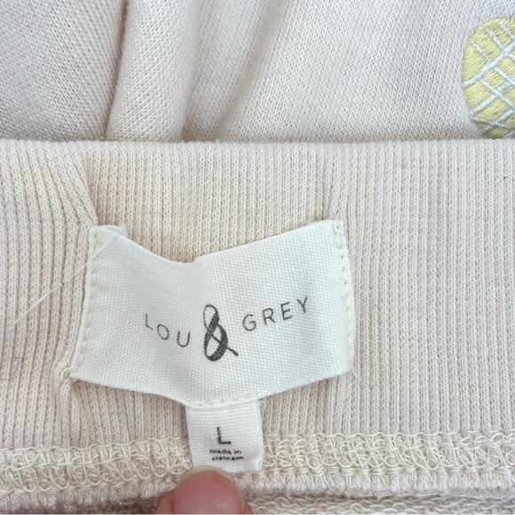 Loft Lou & Grey Embroidered Fruity Cozy Cotton Terry Lounge Shorts Cream Multi L - Picture 7 of 10